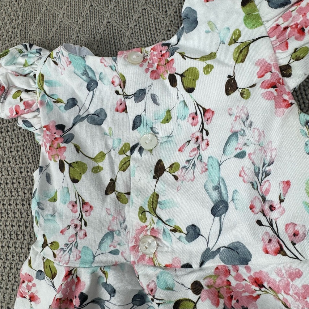 Erika Schnurbusch Floral Girls Dress with Green Bow ~ 2 - Picture 10 of 10